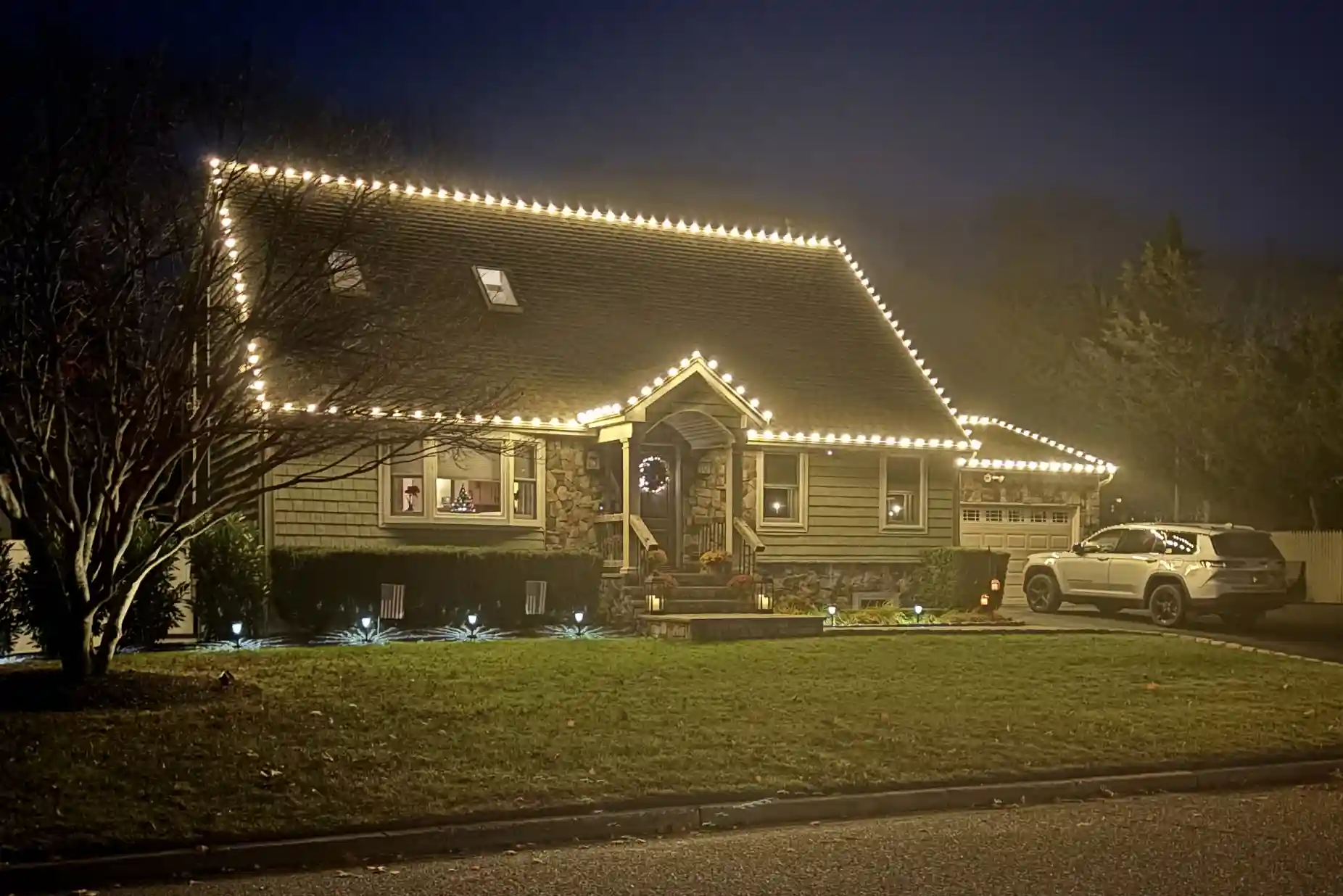 Professional holiday light maintenance service in Long Island throughout the season