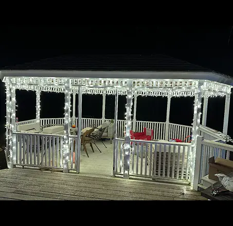 Beautiful holiday walkway lights installed for a home in Long Island