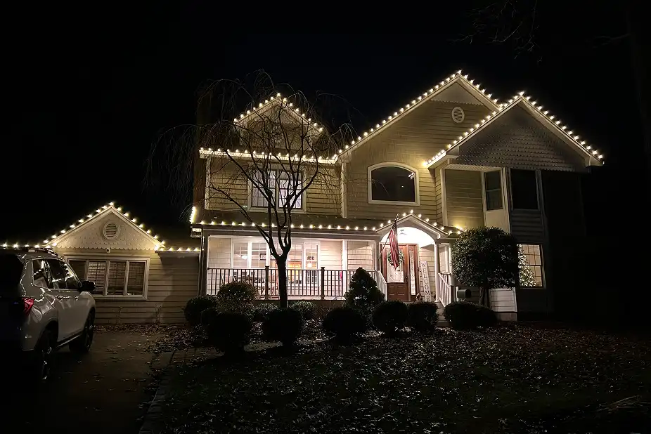 Professional holiday light installation and takedown service in Long Island by Dr. Drizzle